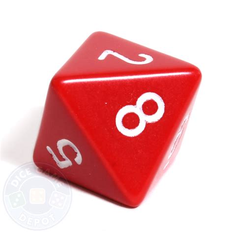 8-Sided Opaque Dice (d8) - Red - Dice Game Depot