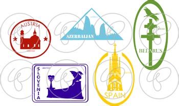 Passport Stamps Europe Clipart by Poppydreamz by Poppydreamz Digital Art