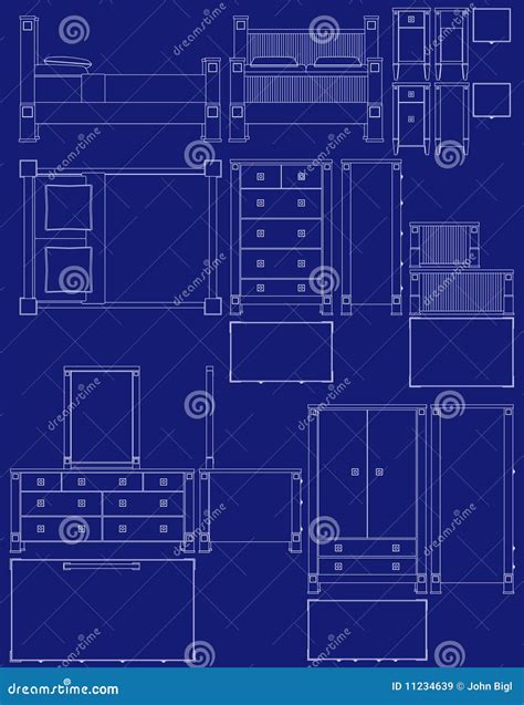 Blueprint Bedroom Furniture Royalty Free Stock Images - Image: 11234639