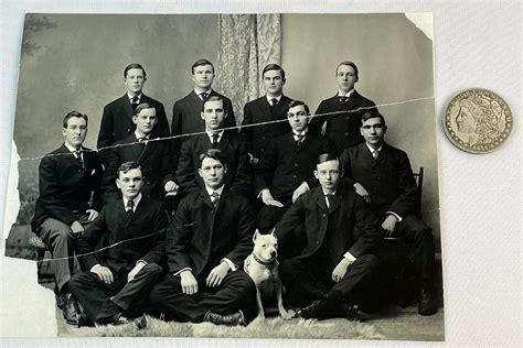 Lot - Antique c. 1900 Hobart College Fraternity Group Photo w/ Dog ...