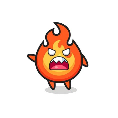 cute fire cartoon in a very angry pose 3419663 Vector Art at Vecteezy