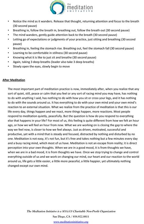 The Meditation Initiative - 5 Minute Meditation Script