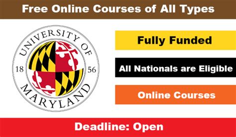 University of Maryland Online Courses Free 2021 with Certificate