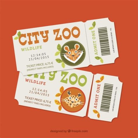 Free Vector | Zoo tickets with leopard and tiger