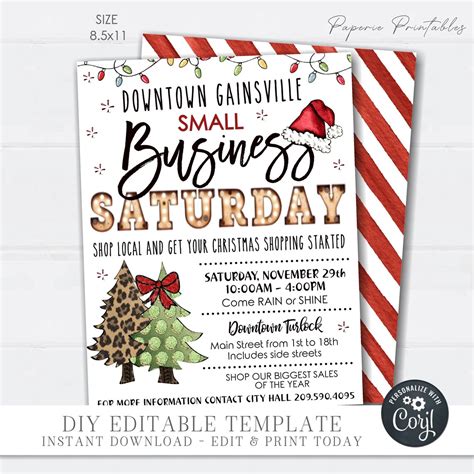 EDITABLE Small Business Saturday Flyer Christmas Small - Etsy