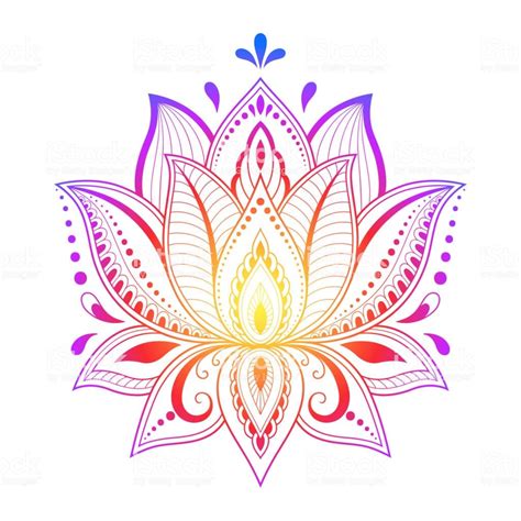 Colorful floral pattern for Mehndi and Henna drawing. Hand-draw lotus ...