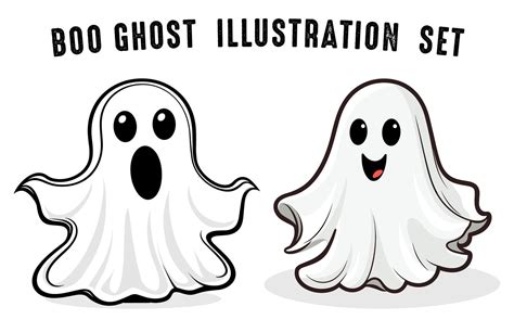 Cute happy ghost flat illustration free, Halloween Boo vector set 29930247 Vector Art at Vecteezy