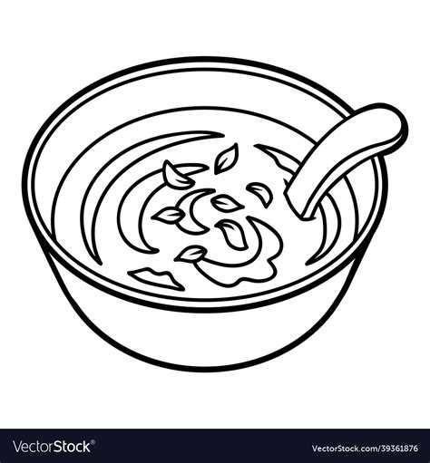 Coloring book bowl of soup Royalty Free Vector Image