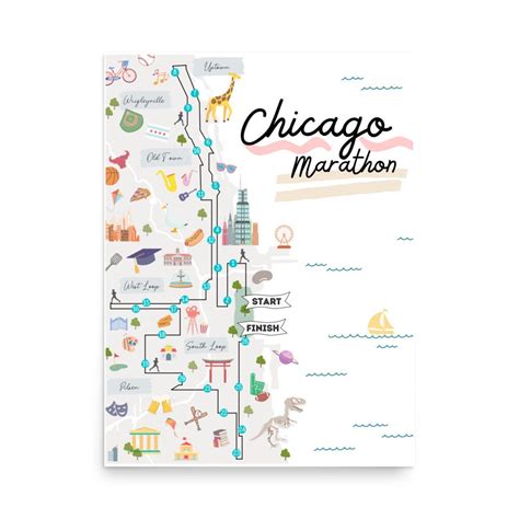 Chicago Marathon Route Print - Etsy