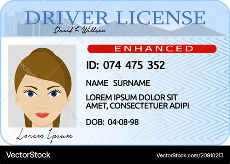 Woman driver license card cartoon style Royalty Free Vector