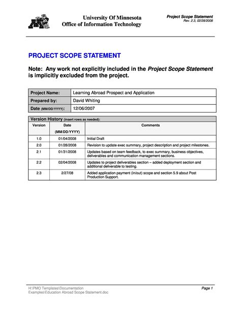 43 Project Scope Statement Templates & Examples ᐅ TemplateLab