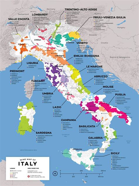 Italy wine regions map - Italy wine map (Southern Europe - Europe)