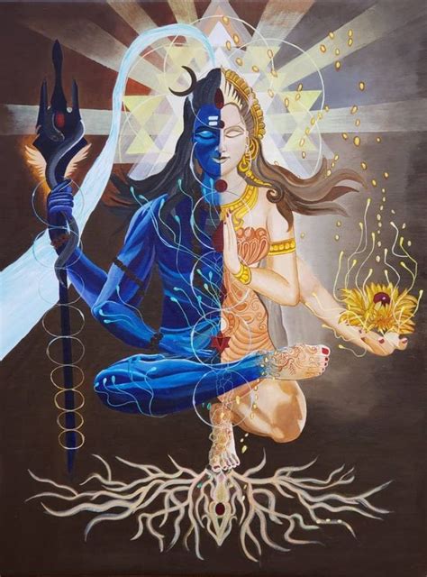 Ardhnarishwara Shiva Shakti shiva parvati acrylic painting | Etsy | Shiva shakti, God art ...