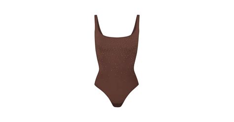 Swarovski X Skims Jelly Sheer Square Neck Bodysuit In Stock