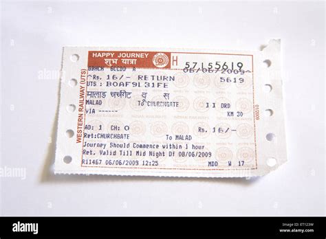 Local train ticket ; Bombay Mumbai ; Maharashtra ; India Stock Photo - Alamy