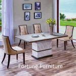 Brooklyn (T-28) 7Pce Marble Dining Table Set - Fortune Furniture