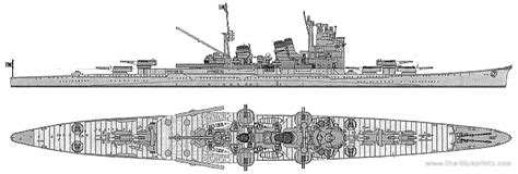 Cruiser IJN Myoko (Heavy Cruiser) (1944) - drawings, dimensions ...