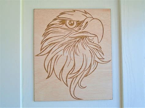 Eagle Laser Engraved and cut wall art 3 mm plywood decor | Etsy