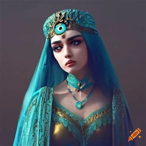 Portrait of a beautiful arabian princess in traditional dress on Craiyon