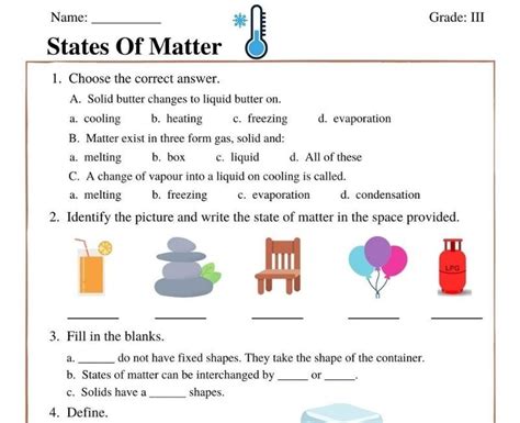 Pin on science 3 | Matter worksheets, States of matter worksheet ...