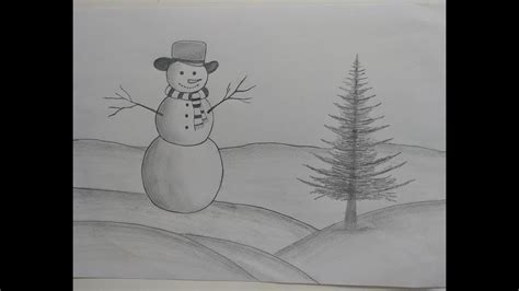 Snowman Pencil Drawing