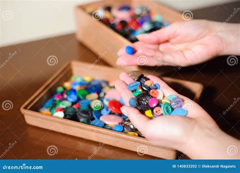 Colorful Sewing Buttons In The Hands. Colorful Buttons, Buttons Close Up Stock Photo - Image of ...