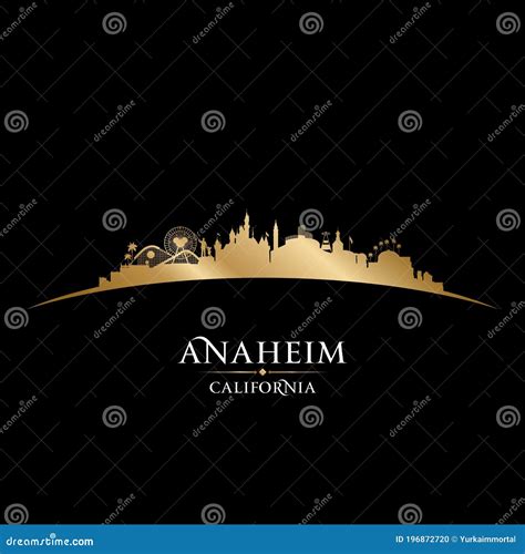 Anaheim California City Silhouette Black Background Stock Vector ...