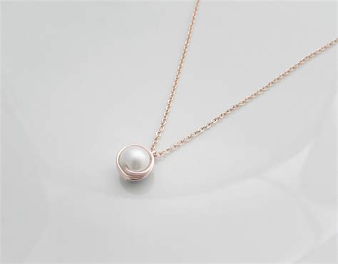 Rose Gold Pearl Necklace Pearl Necklace Rose Gold Jewellery