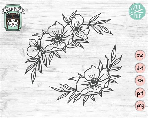 Flower SVG Files, Flower Border SVG, Flower Corner svg, Floral SVG, Flower cut file, Flower ...