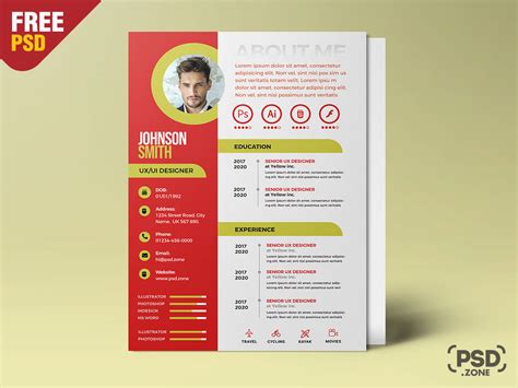 Resume Template Premium Psd File - Riset