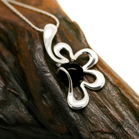 Lovely Whitby Jet Pendant. Sterling Silver Necklace, Original British ...