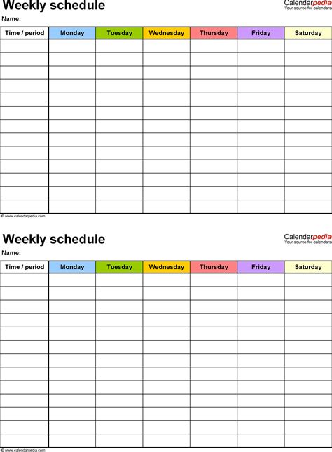 Free Weekly Schedule Maker Blank Work Schedules Template - Free ...