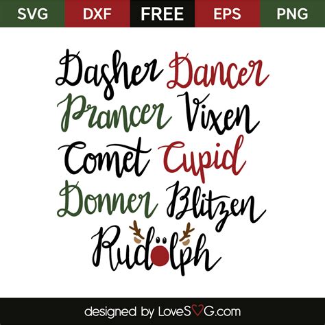 Reindeer Names - Lovesvg.com