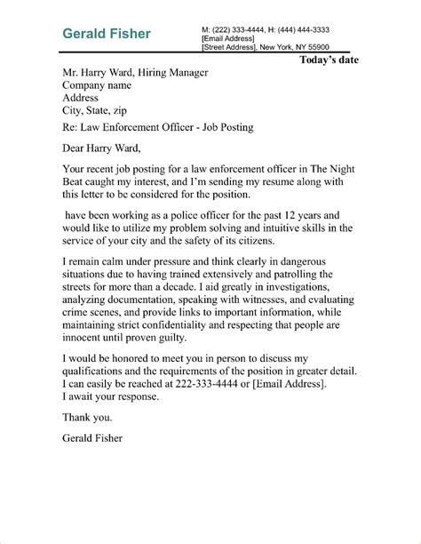 Law Enforcement Cover Letter Sample