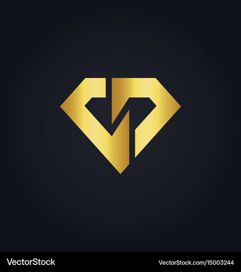 Shape diamond gold logo Royalty Free Vector Image