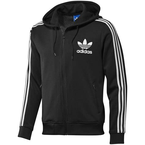 Adidas Originals Men's Black Zip Up Flock Hoody Hoodie Hooded Track Top (L): Amazon.co.uk: Clothing