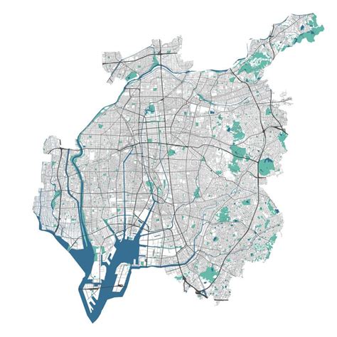 Nagoya Map. Detailed Map of Nagoya City Administrative Area. Cityscape ...