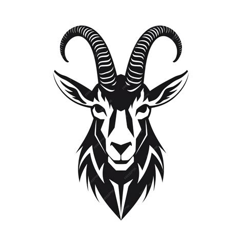 Premium AI Image | Black And White Goat Head A Symbolic Icon Of Masculinity And Techno Shamanism