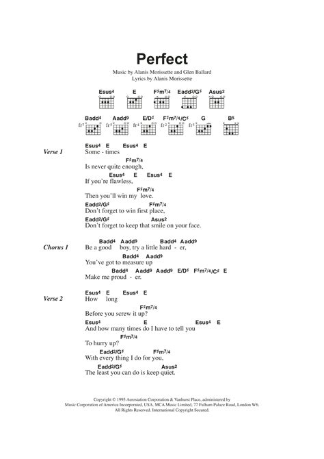 Perfect by Alanis Morissette - Guitar Chords/Lyrics - Guitar Instructor