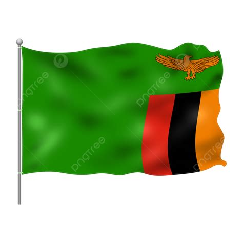 Zambia Flag Flying On Pole, Zambia, Flag, Green PNG Transparent Clipart ...