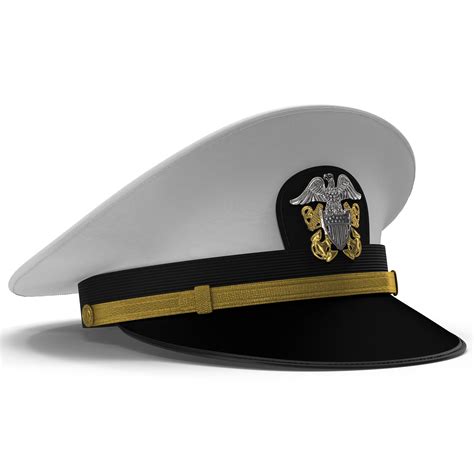 navy officer white hat 3d model