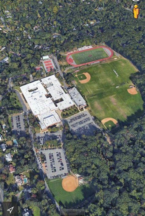 Arial photo of Northern Highlands Regional High School in Allendale. Hillside Avenue is on the ...