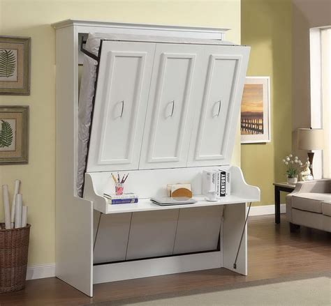 Gabriella Full Murphy Bed with Desk | White | Murphy bed diy, Full size murphy bed, Horizontal ...