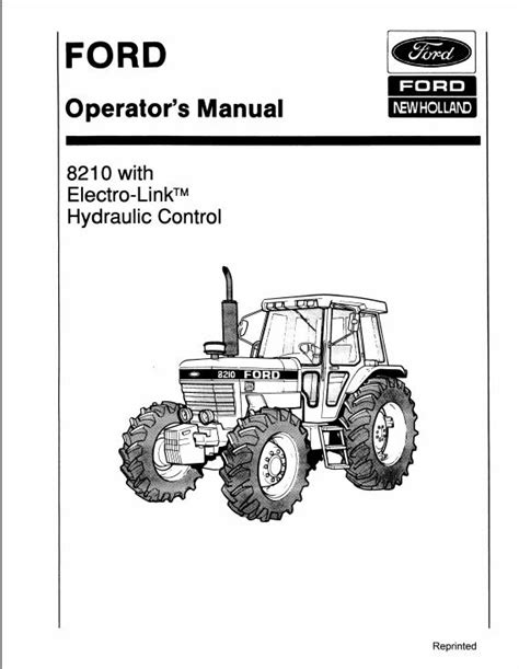 New Holland Ford 8210 Tractor Electro-Link Hydraulic Control Operator's Manual_42821012 | Auto ...