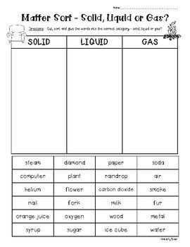 Grade 2 Solid Liquid Gas Worksheets