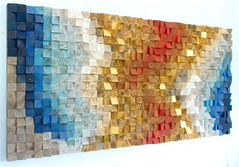 Wooden Mosaic Wall Art Textured Wood Wall Art Reclaimed - Etsy Canada