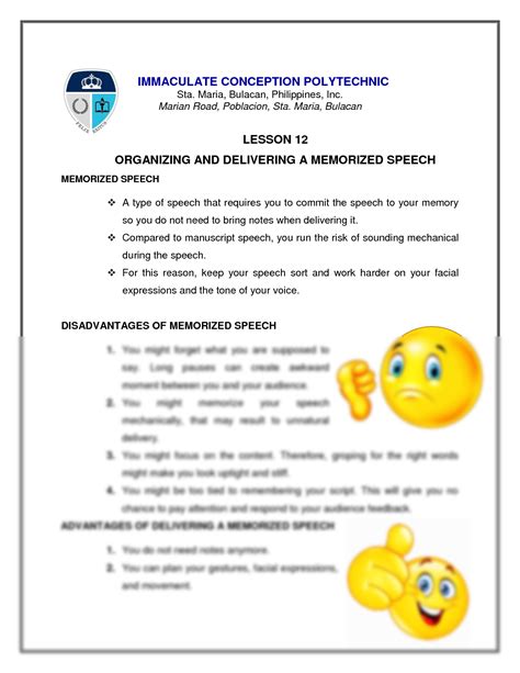 SOLUTION: Lesson 12 organizing and delivering memorized speech - Studypool