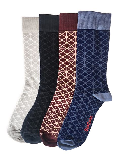 Bamboo socks without compression, 4 pairs, retro designs