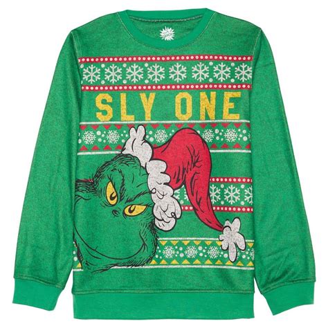 Boys' Dr. Seuss Grinch Christmas Pullover Sweaters - Green S, Boy's ...