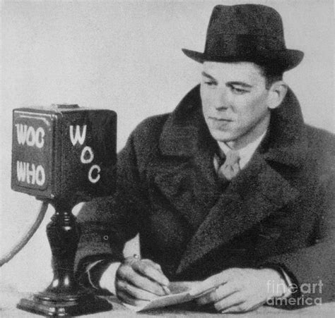 Ronald Reagan Making A Radio Broadcast by Bettmann